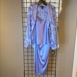 Elegant Lavender Dress with Sheer Jacket